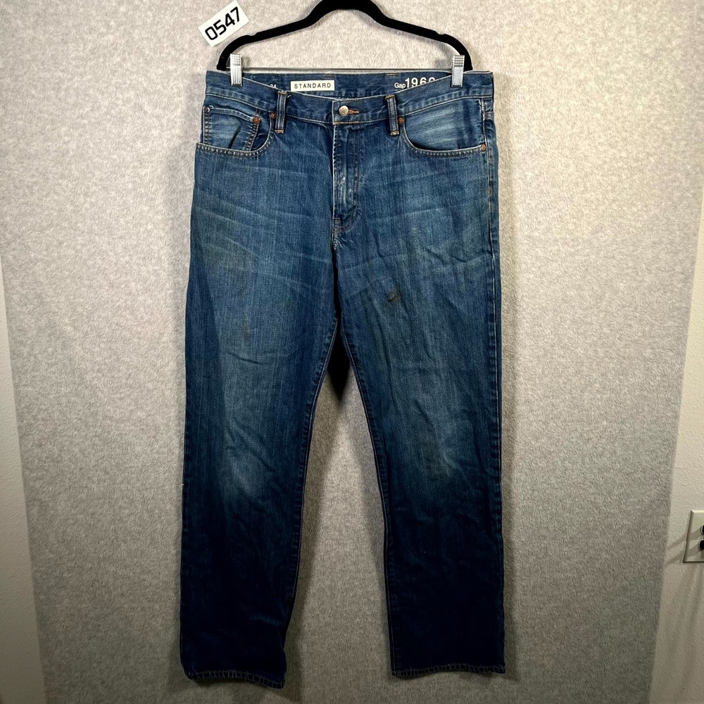 Gap 1969 Jeans Men 36x34 Blue Denim Pocket Medium Wash Standard Fit Straight Leg